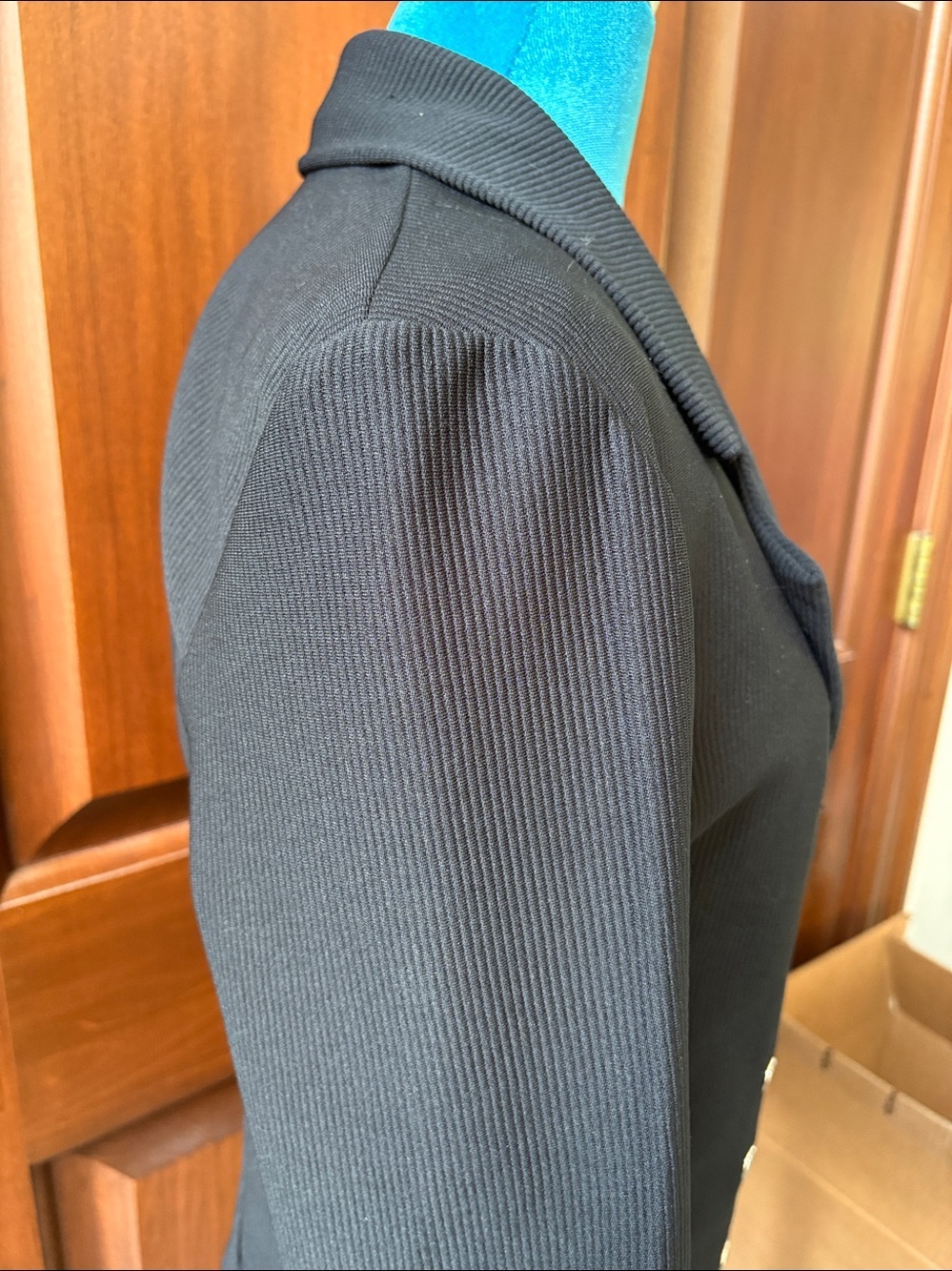 Blazer  Jacket  Double-Breasted Silvertone snaps Ribbed polyester women’s size S - Picture 5 of 11